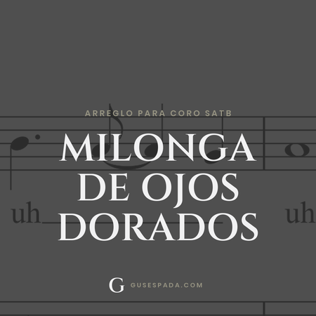 Portada de la partitura Milonga de ojos dorados