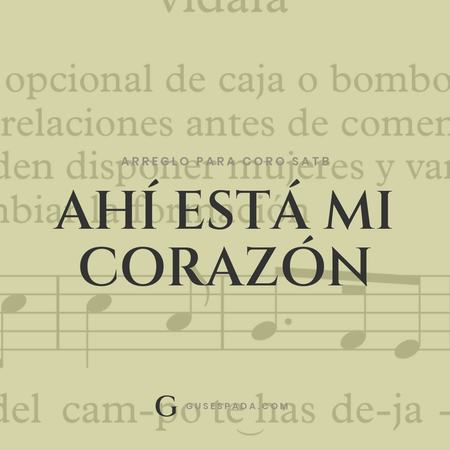 Portada de la partitura Ahí está mi corazón