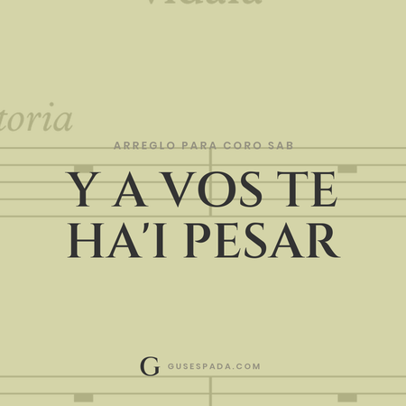 Portada de la partitura Y a vos te ha'i pesar