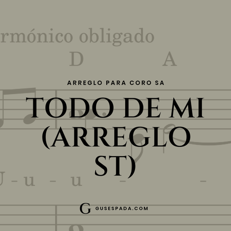 Portada de la partitura Todo de mi (arreglo ST)